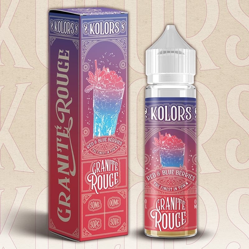 E-liquide 50 ml, Kolors Granité rouge, saveur granité fraise cassis grenade frais.