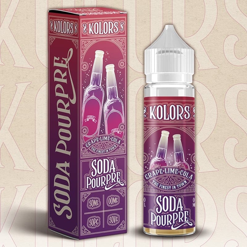 E-liquide 50 ml, Kolors Soda pourpre, saveur granité fraise cassis grenade frais.